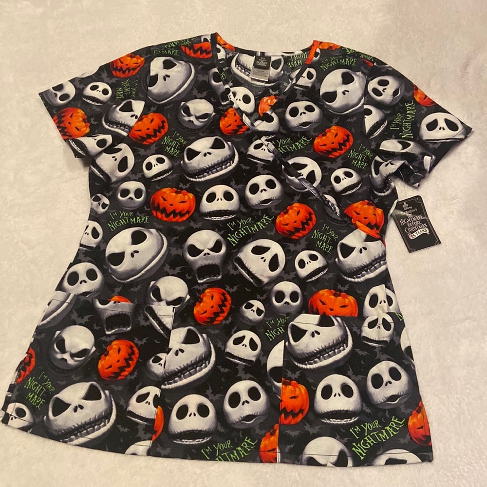 Scrub Top S- Jack Skellington
